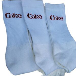 Coca Cola Tube Socks Coke Socks Soccer Football White Red Soda Advertising VTG